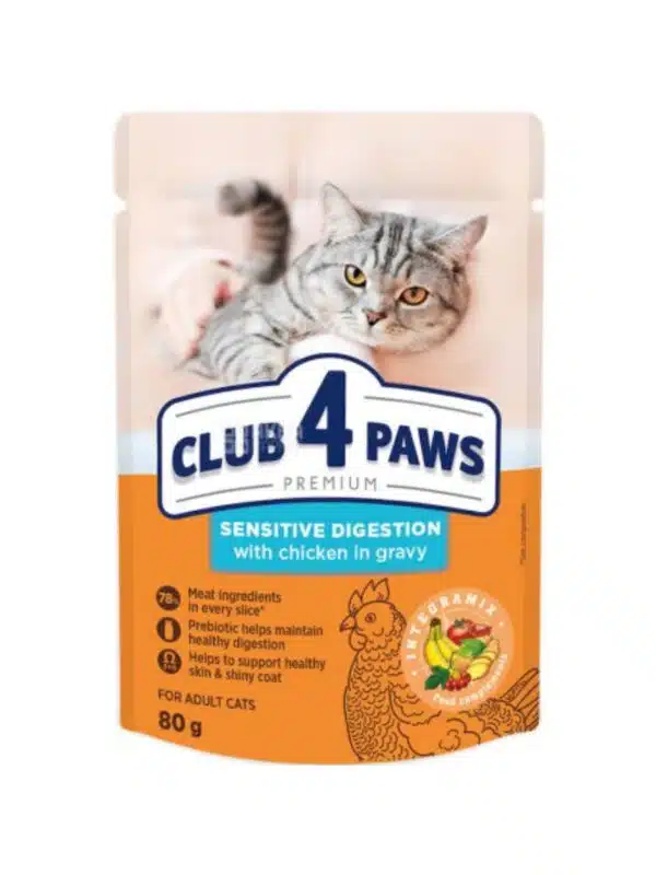 20230413105917 club 4 paws sensitive digestion ygri trofi gia enilikes gates me eyaisthito gastrenteriko se fakelaki me kotopoulo 80gr