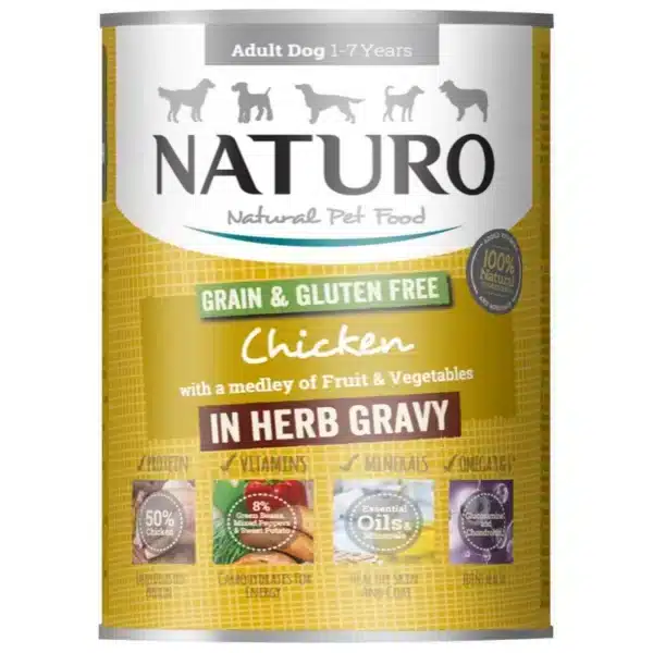Konserva Skuloy Naturo Dog Adult Grain Free Kotopoylo Frouta Kai Lachanika 390gr Webp