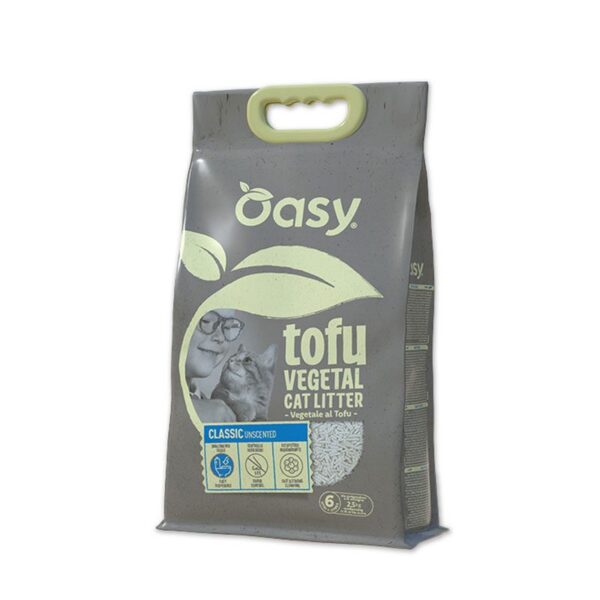 Oasy Φυτική Άμμος Γάτας Tofu χωρίς άρωμα 6L Oasy Futiki Ammos Gatas Toffu Classic Xwris Arwma
