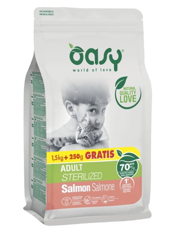 Oasy Cat Sterilised Adult Turkey 1,5kg + 250gr Δώρο Feed Me Pet Shop Oasy Adult Sterilized Salmon 175