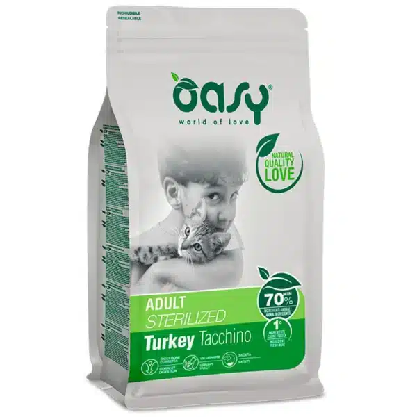 Oasy Cat Sterilised Adult Turkey 1,5kg + 250gr Δώρο Feed Me Pet Shop Oasy Adult Sterilized Turkey Tacchino 175