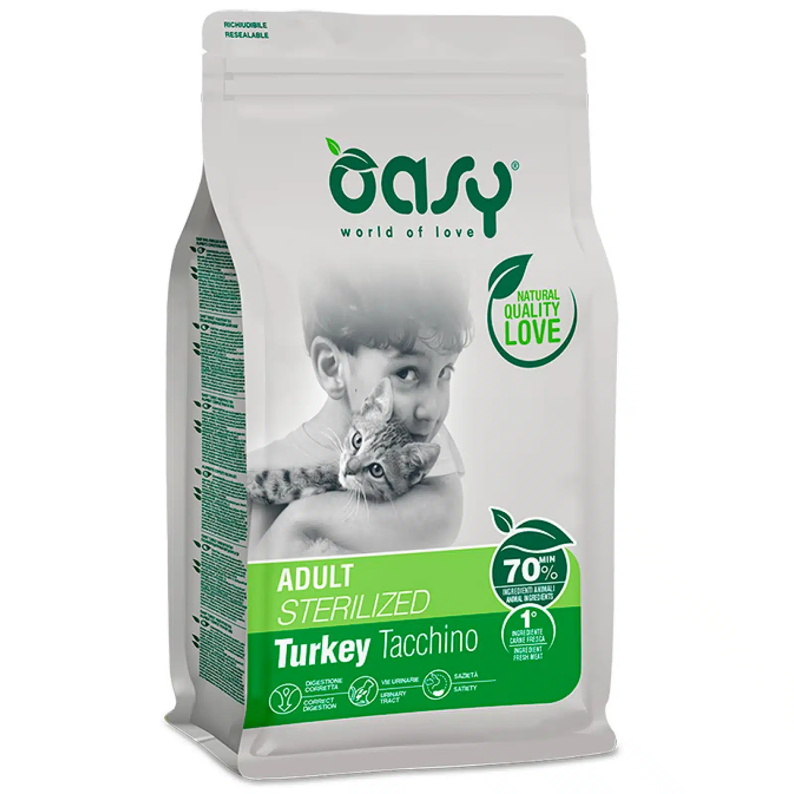 Oasy Cat Sterilised Adult Turkey 1,5kg + 250gr Δώρο Feed Me Pet Shop Oasy Adult Sterilized Turkey Tacchino 175